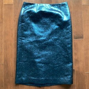TIBI Blue Mermaid Shimmer Pencil Skirt Small